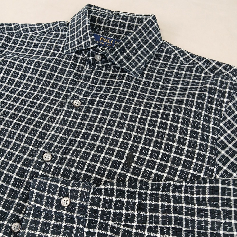 Polo Ralph Lauren Small Mens Shirt Oxford Spread Collar Plaid 20x27‎